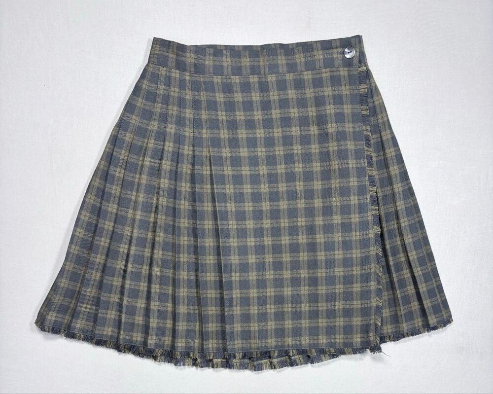 Vintage 90s Abercrombie and Fitch Pleated Plaid Wrap Skirt Schoolgirl Womens Sm